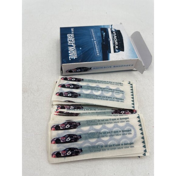 Viagra Racing Car Adhesive Bandages Box  Collectible NASCAR Humor For A Quick Fi - Picture 7 of 7
